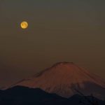 満月と紅富士
